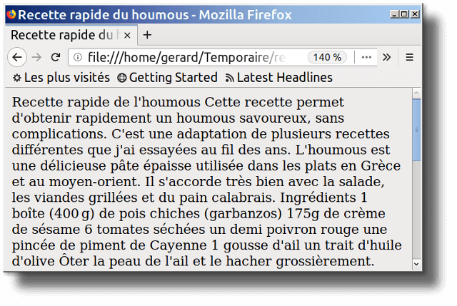 Une page Web qui montre un mur de texte non formaté, parce qu'il n'y a pas d'éléments sur la page pour la structurer.